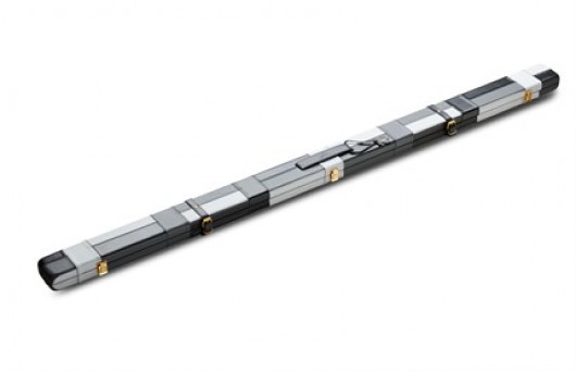 Peradon Koffer Leder breit Schwarz/Grau einteilig
